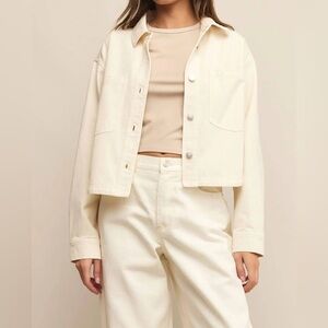 NWT Z Supply All Day Cropped Jacket in Off White